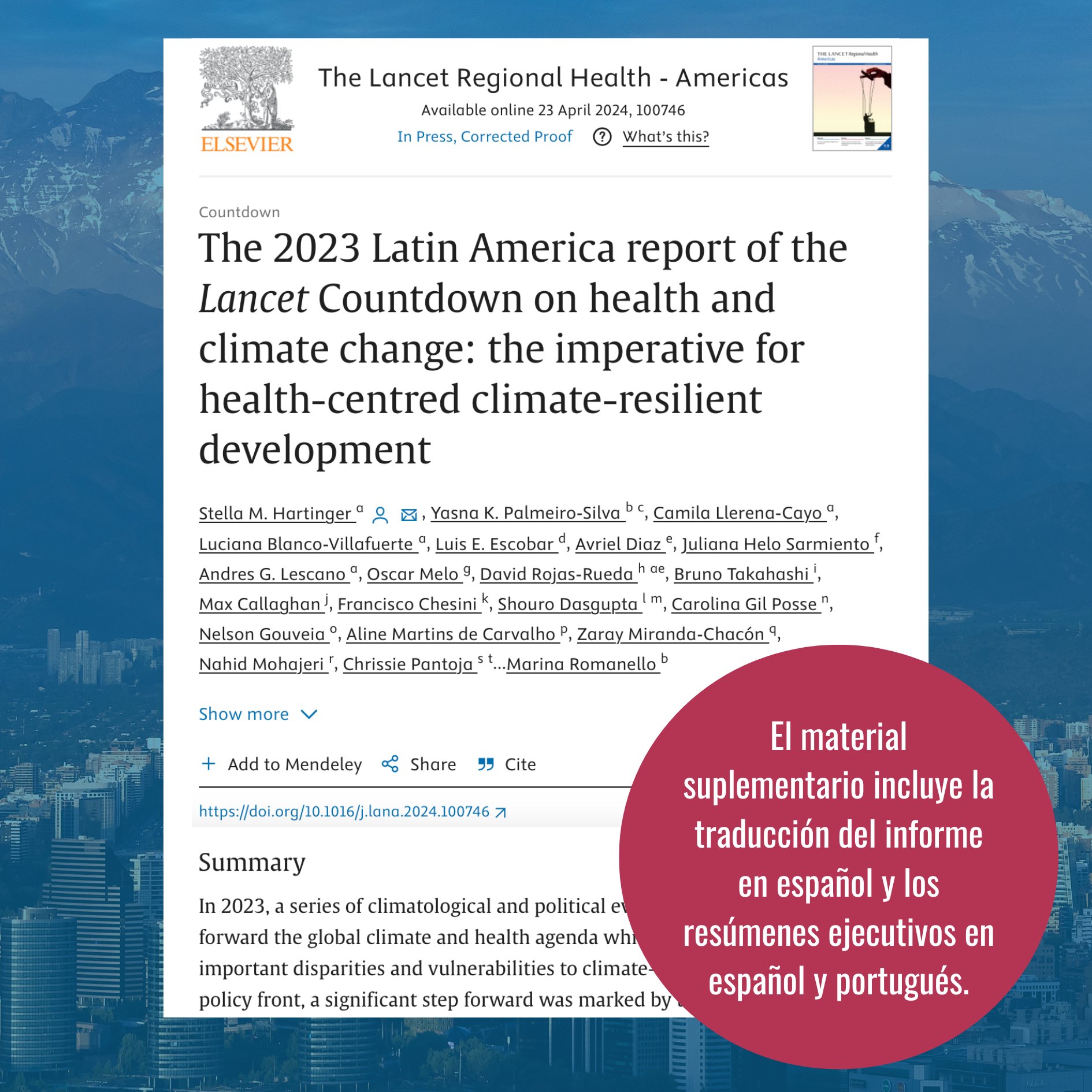 Ya está disponible el informe Lancet Countdown Latinoamérica